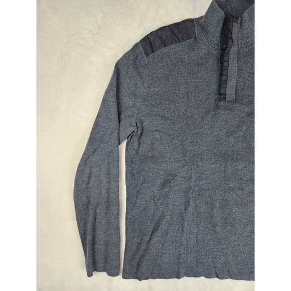 Calvin Klein Men's Sweater Size Med Pullover 1/4 Zip Shoulder Patch Cotton Gray - Picture 2 of 13